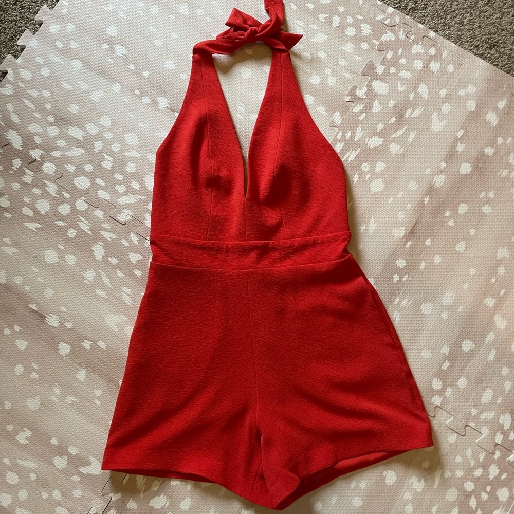 NWT Dress the Population Orange Romper